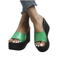 thumbnail image 4 of Jsaierl Platform Sandals for Women Dressy Summer, Matsu Heel Thick Sole Slope Heel Shoes Breathable Slip-on Beach Sandals Size 5.5, 4 of 5
