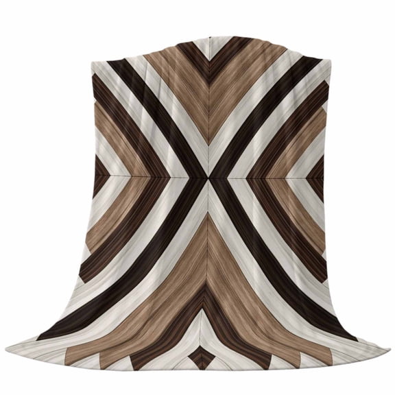Tribal Aztec Throw Flannel Blanket Boho Black Brown Wood Grain Classic Abstract Super Soft Cozy Bed Blanket, Lightweight Plush Fuzzy Bed Throw for Bedroom Sofa Couch Living Room 32x48In,