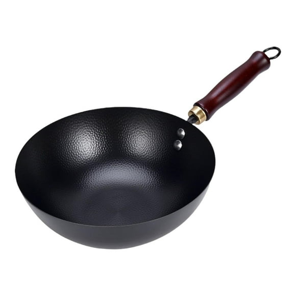 Partita de hierro Wok Cocina sin recubrimiento Cocina con mango de madera a prueba de óxido para todas las estufas de 9.45 " de salteado chino wok Sin tapa