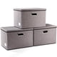thumbnail image 1 of PRANDOM Contenedores de almacenamiento plegables grandes con tapas [paquete de 3] Cajas de almacenamiento plegables de tela de lino, contenedores organizadores, cestas, cubo con cubierta para el hogar, 1 of 5