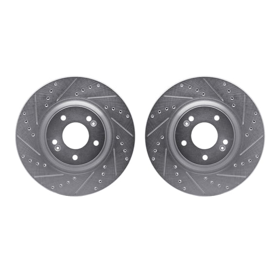 Dynamic Friction Company Front Brake Rotors-Drilled and Slotted-Silver 7002-03010