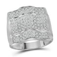 thumbnail image 2 of 10kt White Gold Mens Round Diamond Arched Square Cluster Ring 1.00 Cttw, 2 of 2