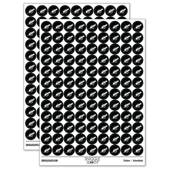 Medieval War Cannon 200 Round Stickers - Black - Gloss Finish - 0.50" Size