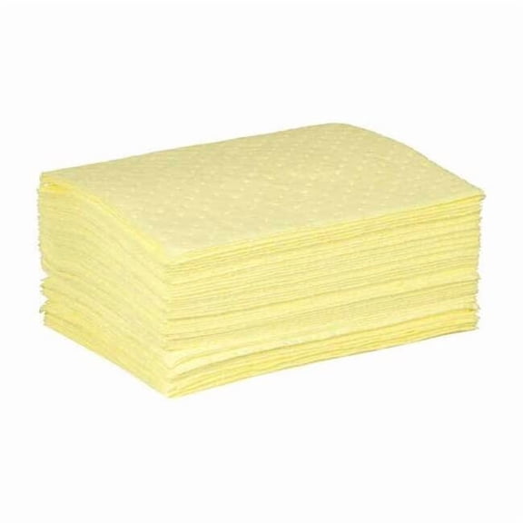 Condor Sorbent Pad, 11 gal, 15 in x 19 in, Harsh Chemicals, Yellow, 50 PK 35ZP95