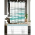 thumbnail image 6 of No Hook Cloth Fabric Shower Curtain with Snap in Liner, Turquoise Gray White Waterproof Shower Curtains Set with See Through Top Window, Country Abstract Ombre Mottled Bath Curtains Shower 60"x72", 6 of 6
