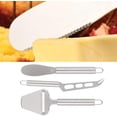 thumbnail image 2 of 3 unids/set de cuchillos de queso, cortador de queso de acero inoxidable, raspador de mantequilla para pan de pastel de pizza, juegos de cubiertos de cocina, 2 of 4