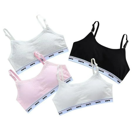 4 Pack Big Girls  Training Bra Flex Fit Seamless Wireless Light Padded Tween Bra Sports Bras for Girls 10-16