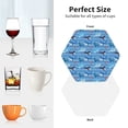 thumbnail image 6 of Lsque Blue Fish Pattern 4" Drink Coasters Set of 4, PVC Leather Absorbent Coasters, Table Coaster Set Decorative Coffee Cup Coasters Housewarming Gift -Hexagon, 6 of 6