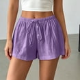 thumbnail image 5 of Hurxie Women's Wide Leg Shorts Drawstring Elastic Waist Vacation Casual Shorts Purple,M, 5 of 6