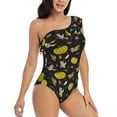 thumbnail image 3 of Sikiie yellow Pumpkin Corn Print Women One Piece Swimsuits Tummy Control One Shoulder Bathing Suits Ruffle Swimwear, From S to XXL-Medium, 3 of 6