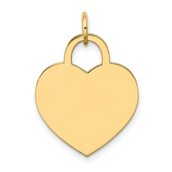 14K Yellow Gold Charm Pendant 25 mm 18 Large Engravable Heart