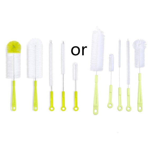 HILOGEL 5 Pcs Long Handle Cleaning Brush Sets for Narrow-mouth Baby Bottle Pipe Washing Sports Water Bottle Glass Tube Cleaner