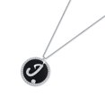 thumbnail image 3 of Sterling Silver Initial Necklace for Women Capital Letter A-Z Black Agate Pendant Necklace Cubic Zirconia Round Alphabet Necklaces Birthday Jewelry gift, 3 of 5