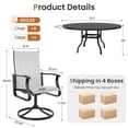 thumbnail image 3 of UDPATIO 7-Piece Outdoor Swivel Bistro Set, 360° Swivel Patio Chairs with 51" Round Metal Table with Umbrella Hole, All Weather Dining Set for Backyard Balcony, Light Grey, 3 of 8