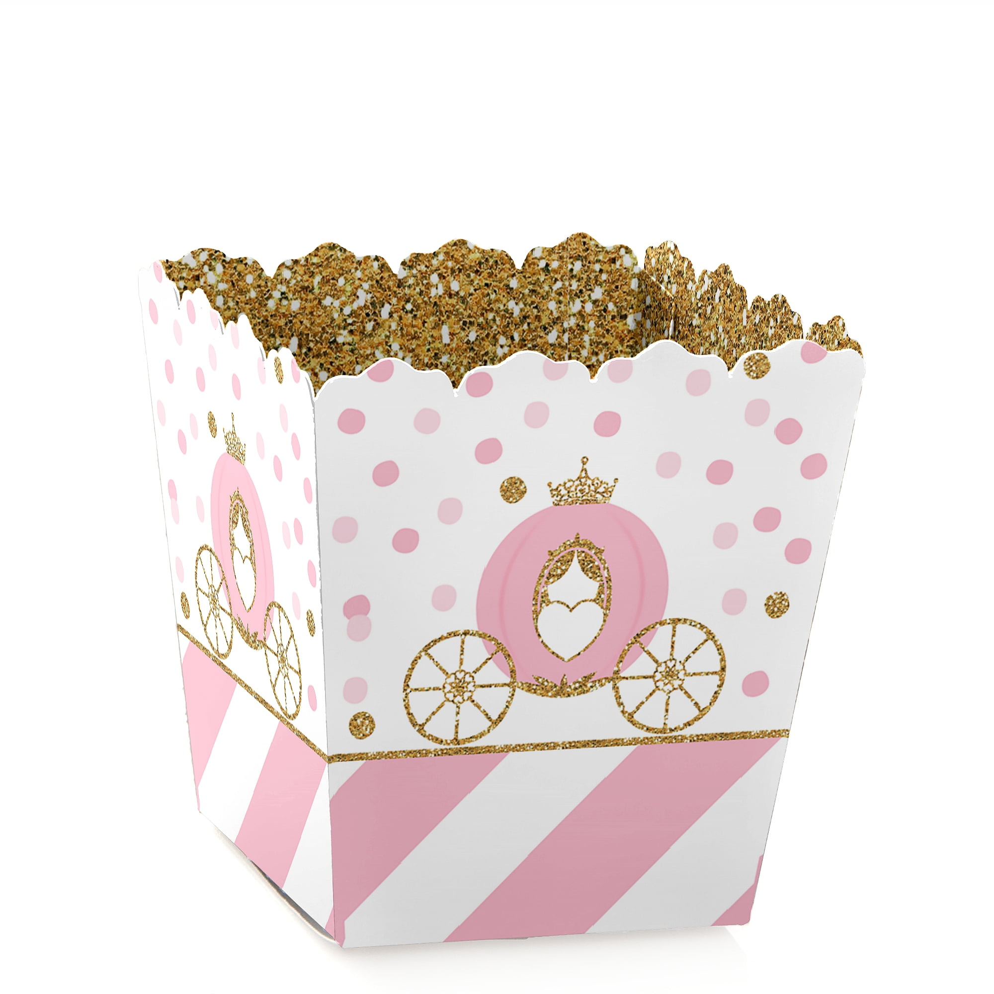 Pink and Gold Glitter Princess Carriage Treat Boxes Set of 8 Princess Birthday