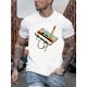 thumbnail image 1 of Camiseta con estampado de casete retro para hombre. Cuello redondo informal, mezcla de algodón y elastano, ligeramente elástica. Tejido de punto de verano. Ideal para adultos, hombres, mujeres, adoles, 1 of 7