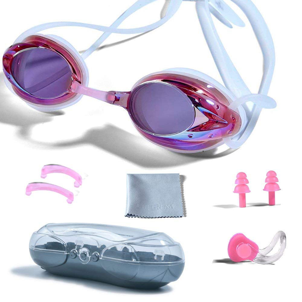 Nose Clip Swimming Goggles with FREE Protective Case Ear Plugs & Lifetime Guar 