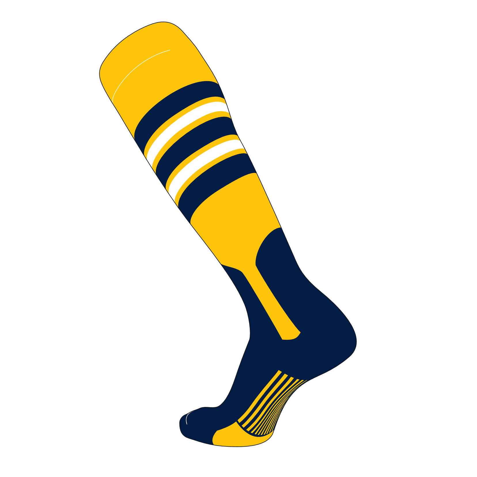 TCK Elite Baseball Knee High Stirrup Socks (F, 7in) Gold, Navy, White