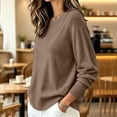 thumbnail image 5 of Liuinsasek Women's Crew-Neck Knit Sweater Solid Color Casual Long-Sleeved Loose-Fit Basic Pullover Easy Layering Piece ，Fashion Winter Outfits，Cozy Lounge Wear, 5 of 8