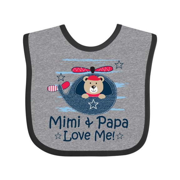 Inktastic Mimi and Papa Love Me Boys Boys Baby Bib