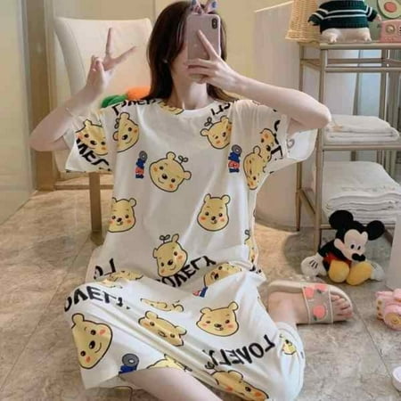 

Female Cartoon Pajamas Cute And Thin One-piece Nightdress Cute And Sweet