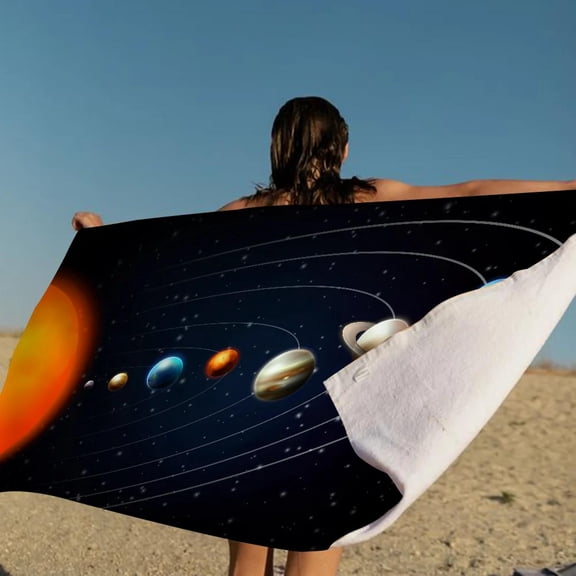 3D Solar System Print Microfiber Blanket Quick Drying Beach Towels Overd Printing Super Absorbent Pool Towel Blanket (2)