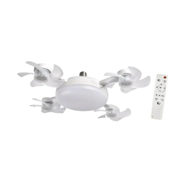Ventilador de techo con luz y control remoto, lámpara de 3 colores con viento ajustable 4 cabezas de ventilador 55cm