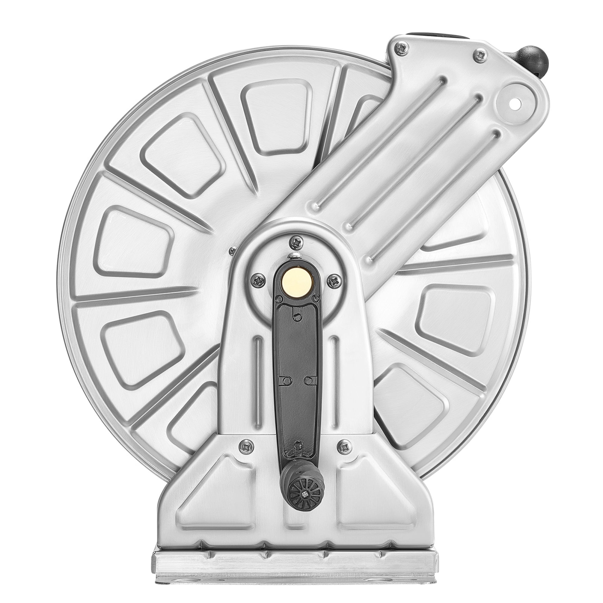 304 Stainless Steel Wall-Mount Hose Reel, Holds 150ft 5/8" Hose, Manual Crank Garden Hose Reel with Nylon Guide