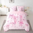 thumbnail image 2 of Castle Fairy Personalized Initial M Twin Bedding Sets,Pink Bow Bedding Comforter Set, 2 of 8