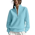 thumbnail image 3 of Tnhcen Women's Quarter Zip Pullover Fleece Lined Stand Collar Sweatshirt Solid Color Long Sleeve Casual Workout Top Autumn Winter Plus Size S-2XL, 3 of 7