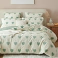 thumbnail image 2 of Duvet Cover Plush Bedding Set Green Heart Love Faux Fur Fluffy Winter Bedding Flannel Velvet Beaver Warm Blanket Cover Winter King Size, 2 of 5