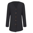 thumbnail image 4 of Women's Ribbed Knit Cardigan Anti-Pill Cloud Comfort Cardigan Fall Lightweight Open Front Coat Coffee Run Chic Pocket Packable Layer Fine Brushed Soft Long Sleeve Black XL, 4 of 9
