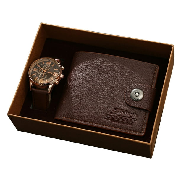 Regalos para Hombres Conjunto de Regalo de Negocios Del Día Del Padre de Moda, Incluye Regalos de Mano Como Cartera de Cuero Y Reloj, Conjunto de Gama Alta para el Hombre Moderno, Presente Práctico Re