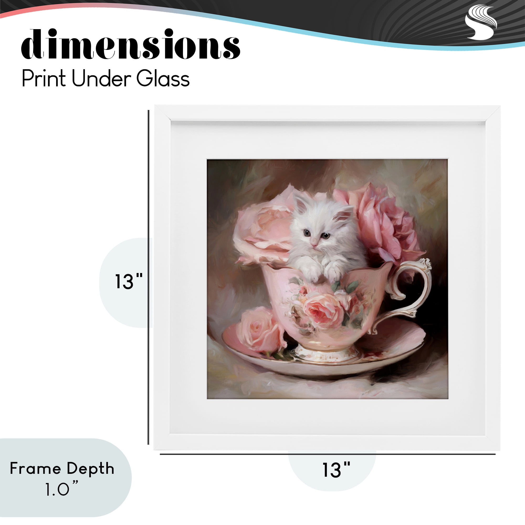 Stupell Industries Little Teacup Kitten White Framed Print Under Glass, design by Tina LeCour