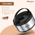 thumbnail image 5 of Mumma's LIFE Stainless Steel Thermoware Casserole with Lid for Roti/Chapati | Double Wall Insulated Hot Pot for Hot Meal/Chapati/Curry Set of 1 (4500ML), 5 of 7