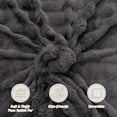 thumbnail image 4 of VK·LIVING Thick Ribbed Faux Rabbit Fur Cozy Reversible Throw Blanket,Super Soft 3D Striped Fuzzy Cozy Blankets,Dark Gray,90"x 90", 4 of 7
