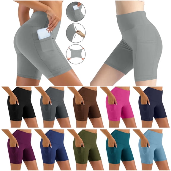 QATAINLAV Yoga Shorts for Women High Waist Tummy Control Workout Biker Shorts Running Athletic Compression Short Leggings with Pockets Green M