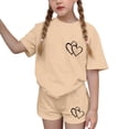 thumbnail image 3 of Ensemble Deux Pièces pour Filles, Haut à Manches Courtes et Short, Col Rond, Tenue d'Été Décontractée avec Petits Imprimés, 3 of 7