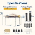 thumbnail image 5 of SPECSTAR 13x13ft Pop Up Gazebo One Push Setup Outdoor Canopy Tent Heavy Duty with Wheel Carry Bag, Center Lock and 4 Sandbags, 169 Square Feet of Shade, Beige, 5 of 7
