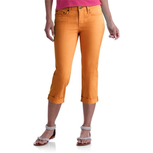 Women's Colored Cuffed Capri Jeans 