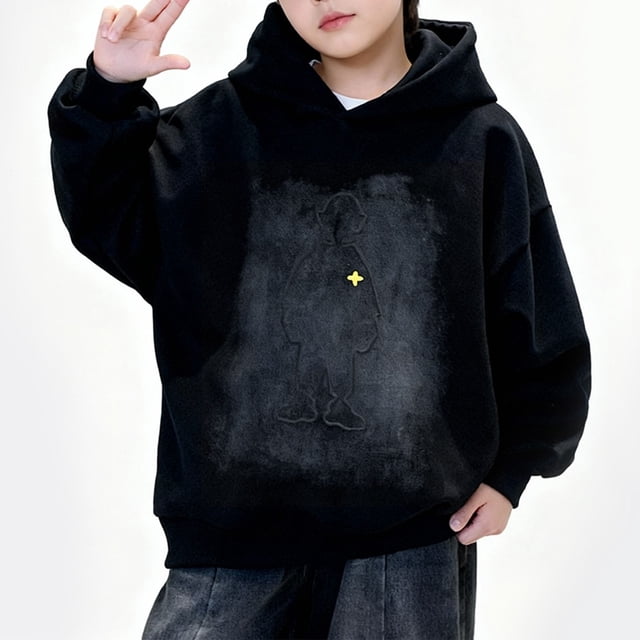 Sudadera con capucha para niño, para niño, con estampado de color, manga larga, informal, deportiva, con capucha, manga larga, sudadera con capucha, blusa de poliéster para niño