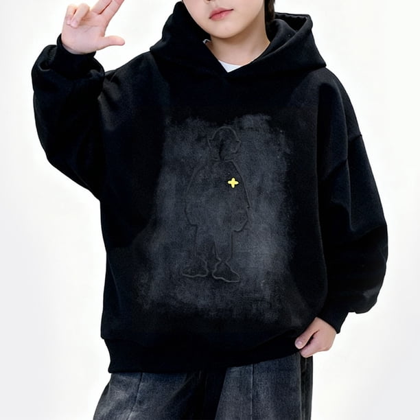 Sudadera con capucha para niño, para niño, con estampado de color, manga larga, informal, deportiva, con capucha, manga larga, sudadera con capucha, blusa de poliéster para niño