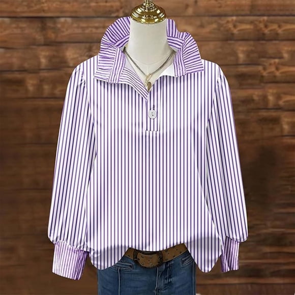 TaTaai Women's Carnival Fashion Printed Casual Long Sleeve Button Down Shirt Ladies Lightweight Soft Polyester Loose Top for Daily Party Work Vacation Spring Winter Wear Gift