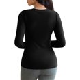 thumbnail image 4 of Womens Long Sleeve T Shirt Tops Deep V Neck Shirts Casual Slim Fit Basic T-Shirt Tee, 4 of 6