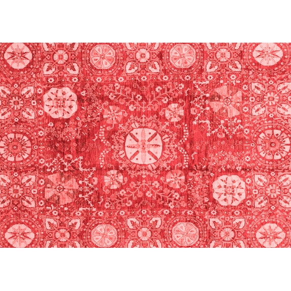 Ahgly Company Machine Washable Indoor Rectangle Abstract Red Modern Area Rugs, 5' x 7'