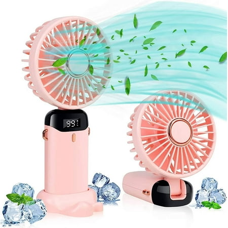 

Portable Fan Hand Held Fan Handheld Fan Rechargeable Portable Fan for Travel Personal Fan Handheld Foldable 5000mAh 5 Speeds for Travel/Camping/Outdoor/Office (Pink)