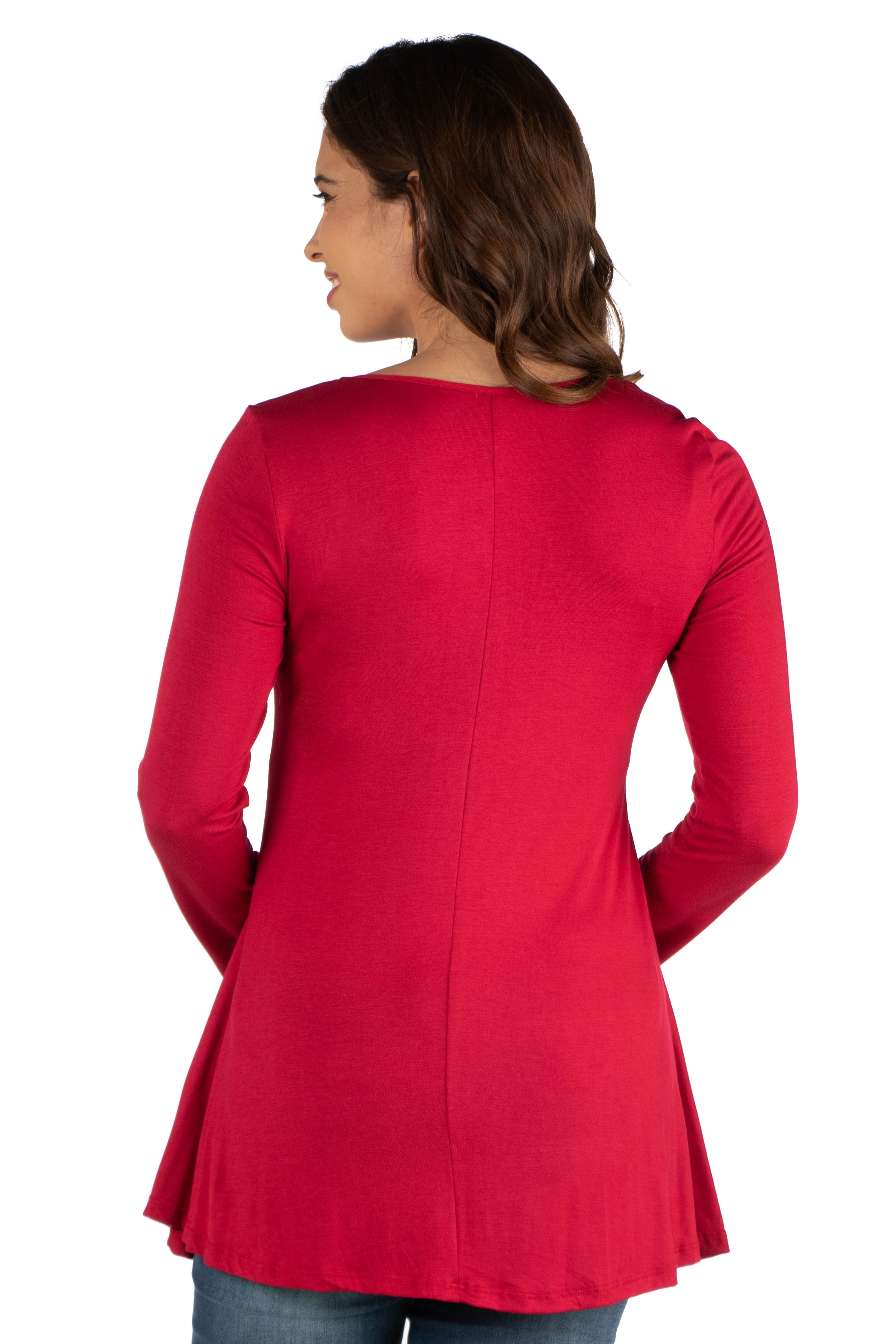24seven Comfort Apparel Long Sleeve Maternity Swing Tunic Top