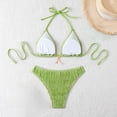 thumbnail image 4 of Qingpeng Textured Halter Bikini for Women 2 Piece Triangle Bikini Sets High Cut Bathing Suit Side Tie Swimsuits, 4 of 4