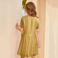 thumbnail image 4 of NIEWTR Robe d'Été Unie pour Filles Manches Bouffantes Taille Ajustée Robe Trapèze (Jaune, 7-8 Ans), 4 of 4
