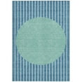 thumbnail image 5 of HomeRoots 597204 10 x 14 ft. Teal Blue & Aqua Striped Washable Indoor & Outdoor Rectangle Area Rug, 5 of 5
